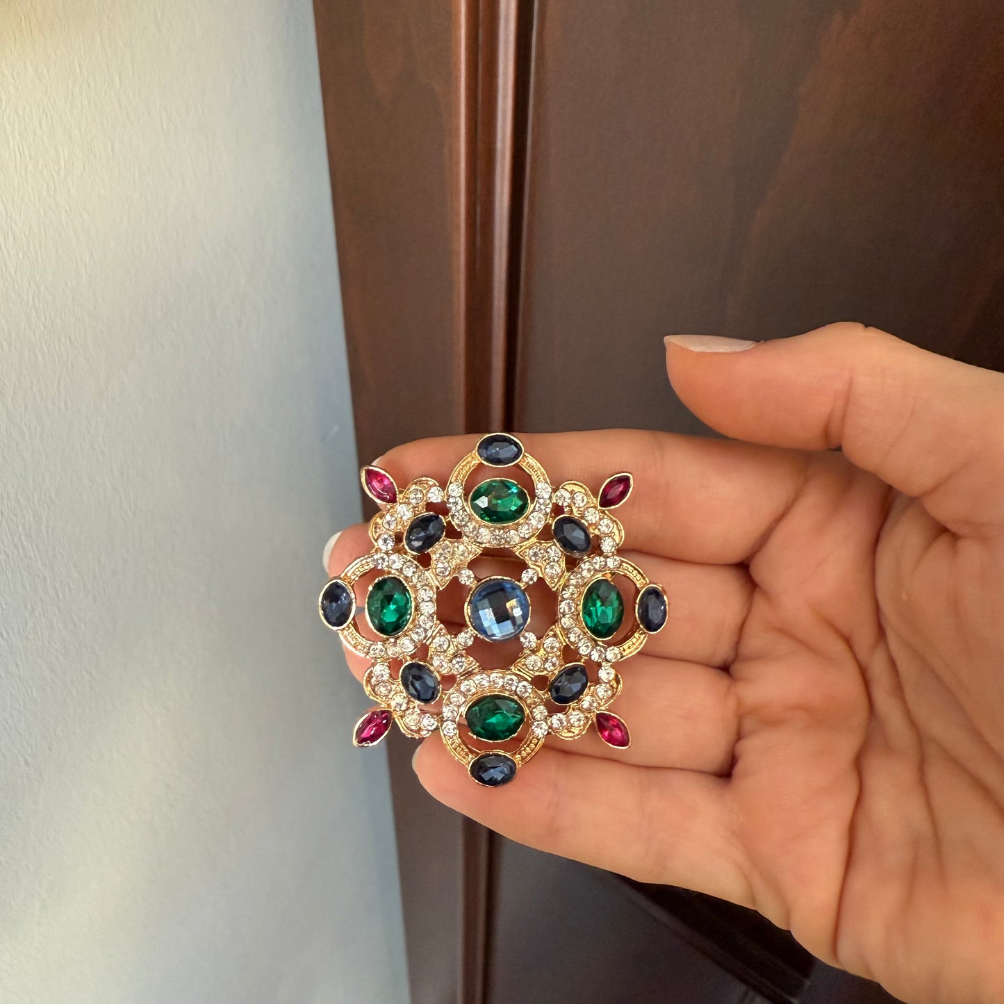 Vintage Stili Kristal Broş