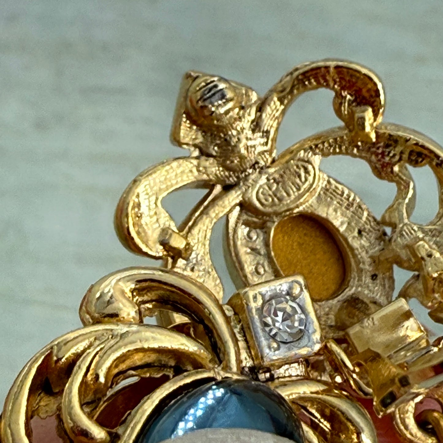 Sphinx İmzalı Vintage Lacivert Taşlı Küpe