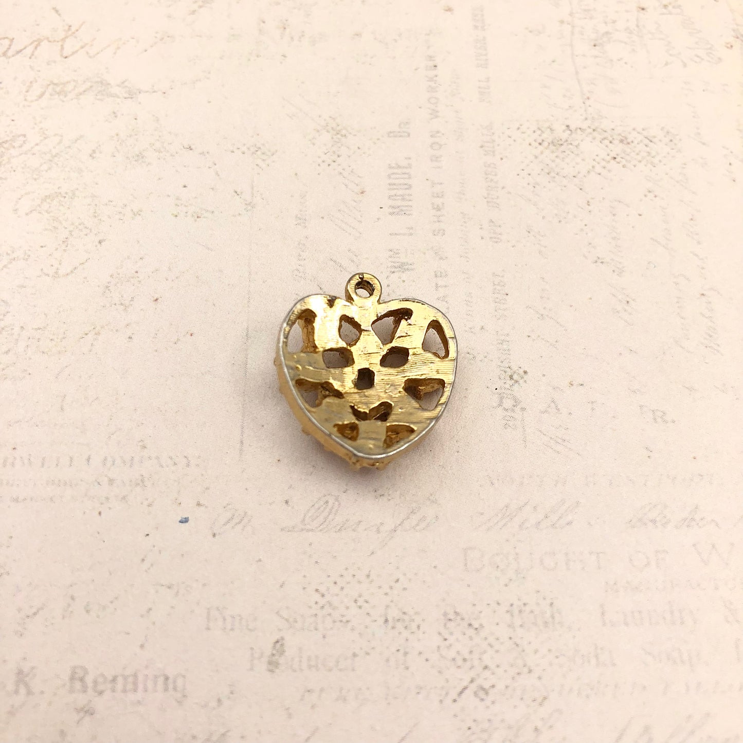 Vintage Kırmızı Taşlı Kalp Kolye Ucu Charm