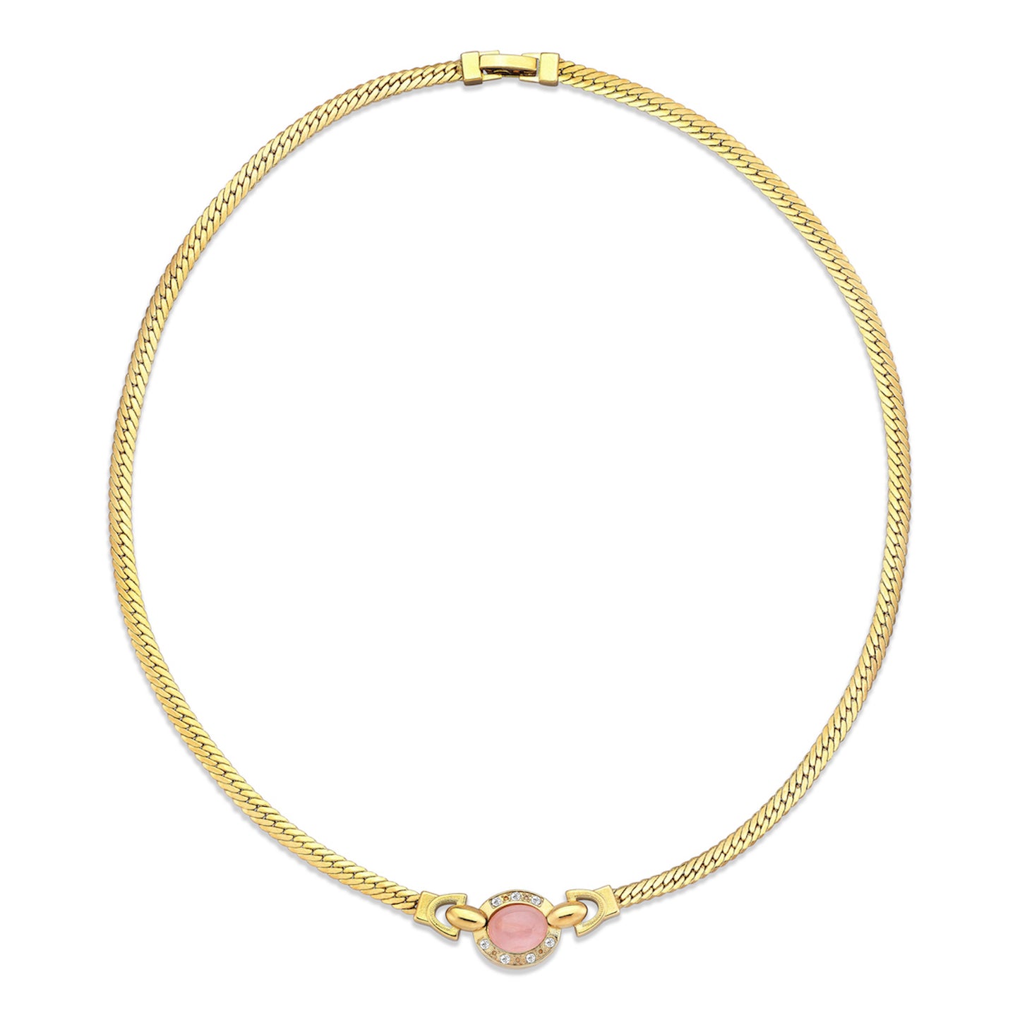 Pembe Kuvars Taşlı Vintage Stili Kolye - Artisan Koleksiyonu