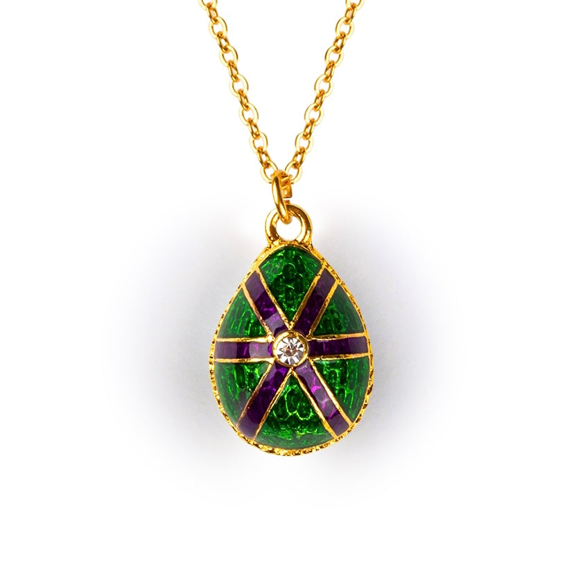 Yeşil Mor Mineli Faberge Stili Yumurta Kolye - Artisan Koleksiyonu