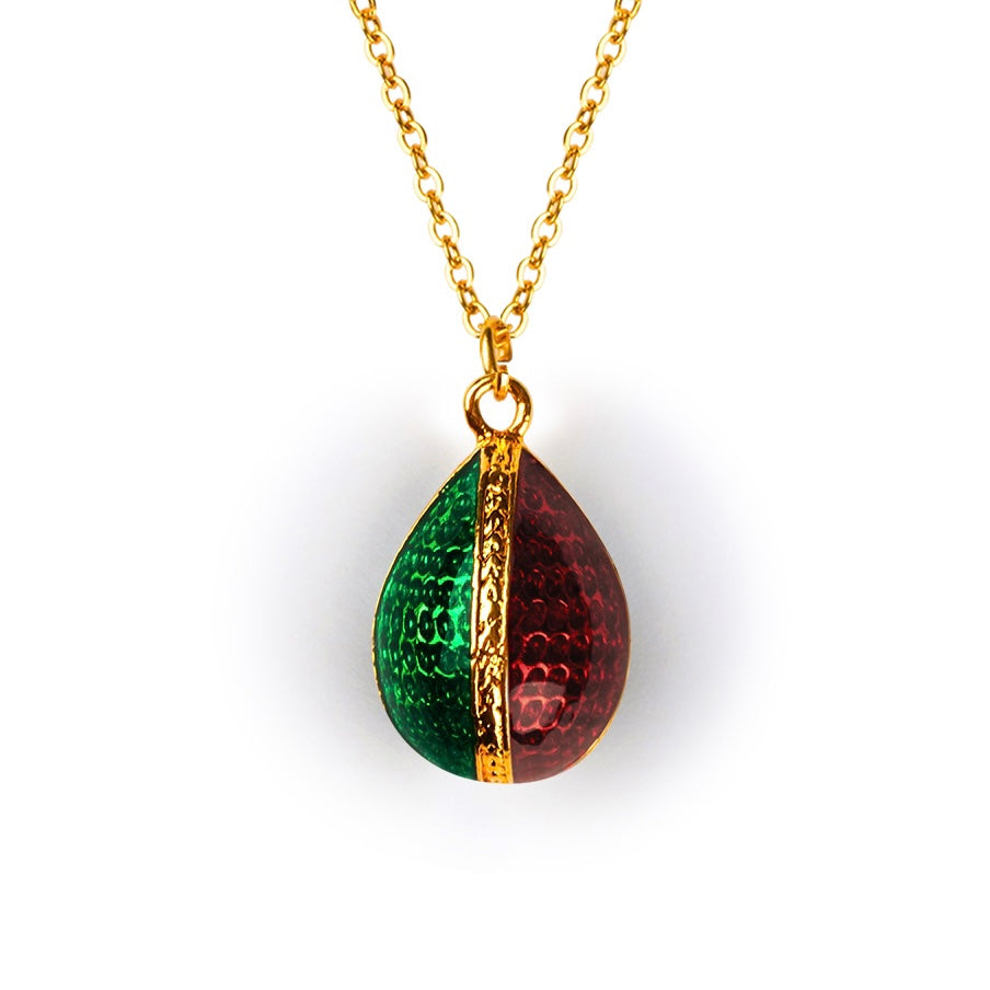 Dört Renk Mineli Faberge Stili Yumurta Kolye - Artisan Koleksiyonu