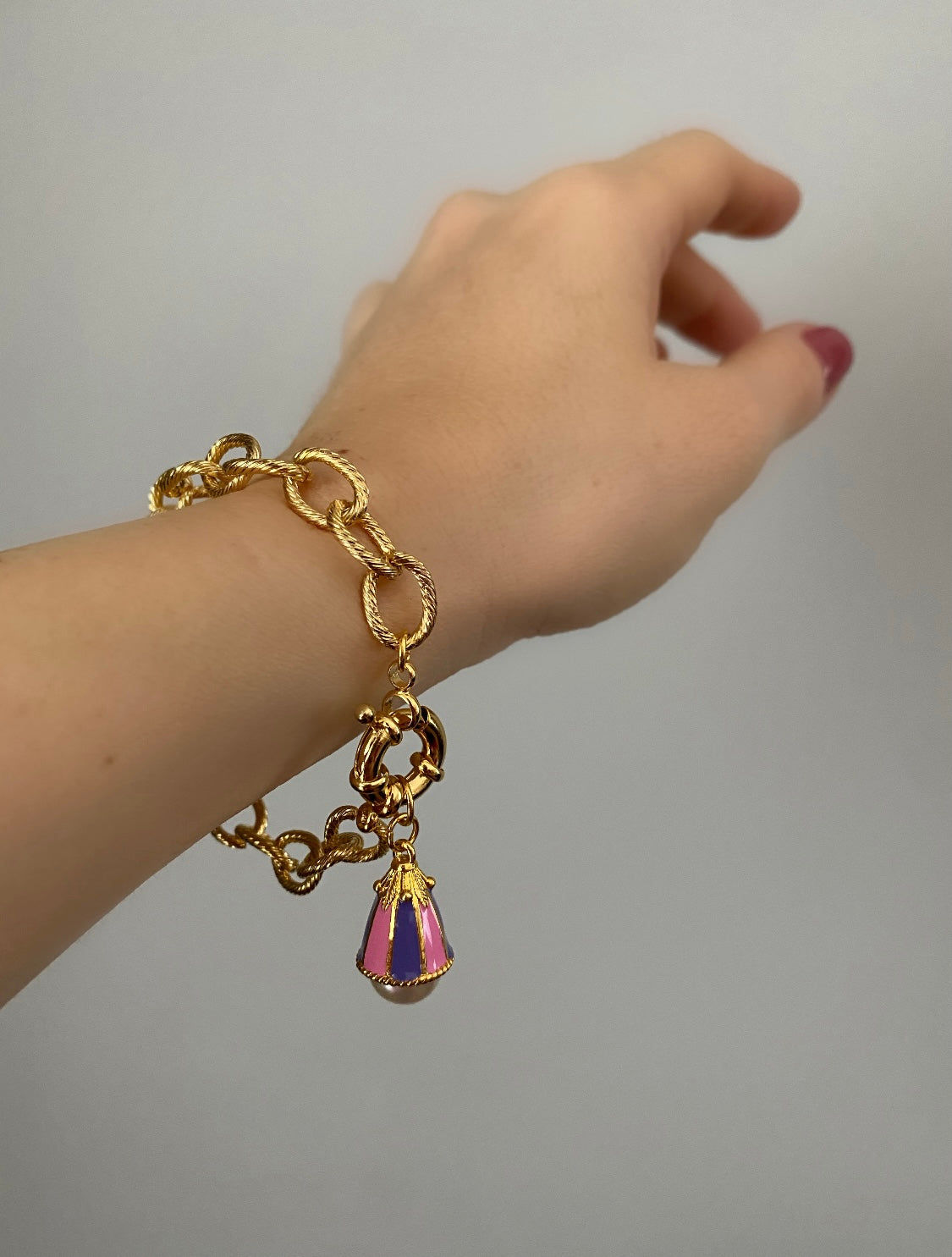 Pembe Mor Mineli Çan Çiçeği Bileklik - Artisan Koleksiyonu