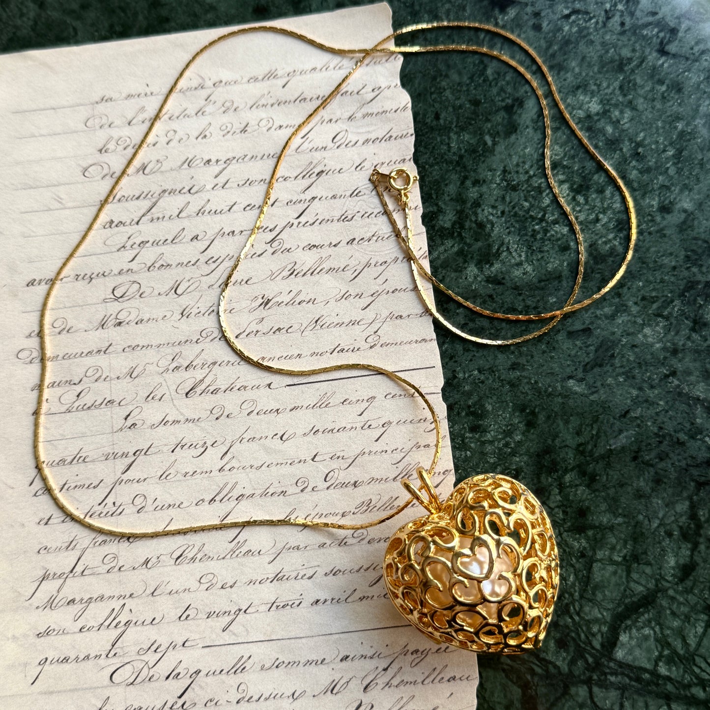 Vintage Openwork Kalp Kolye