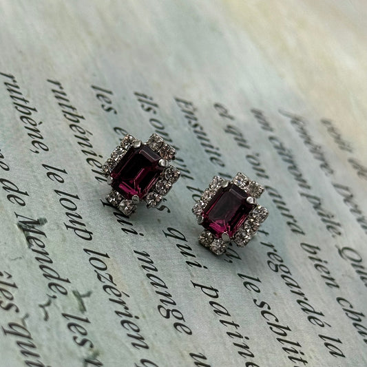 Vintage Mor Kristal Küpe