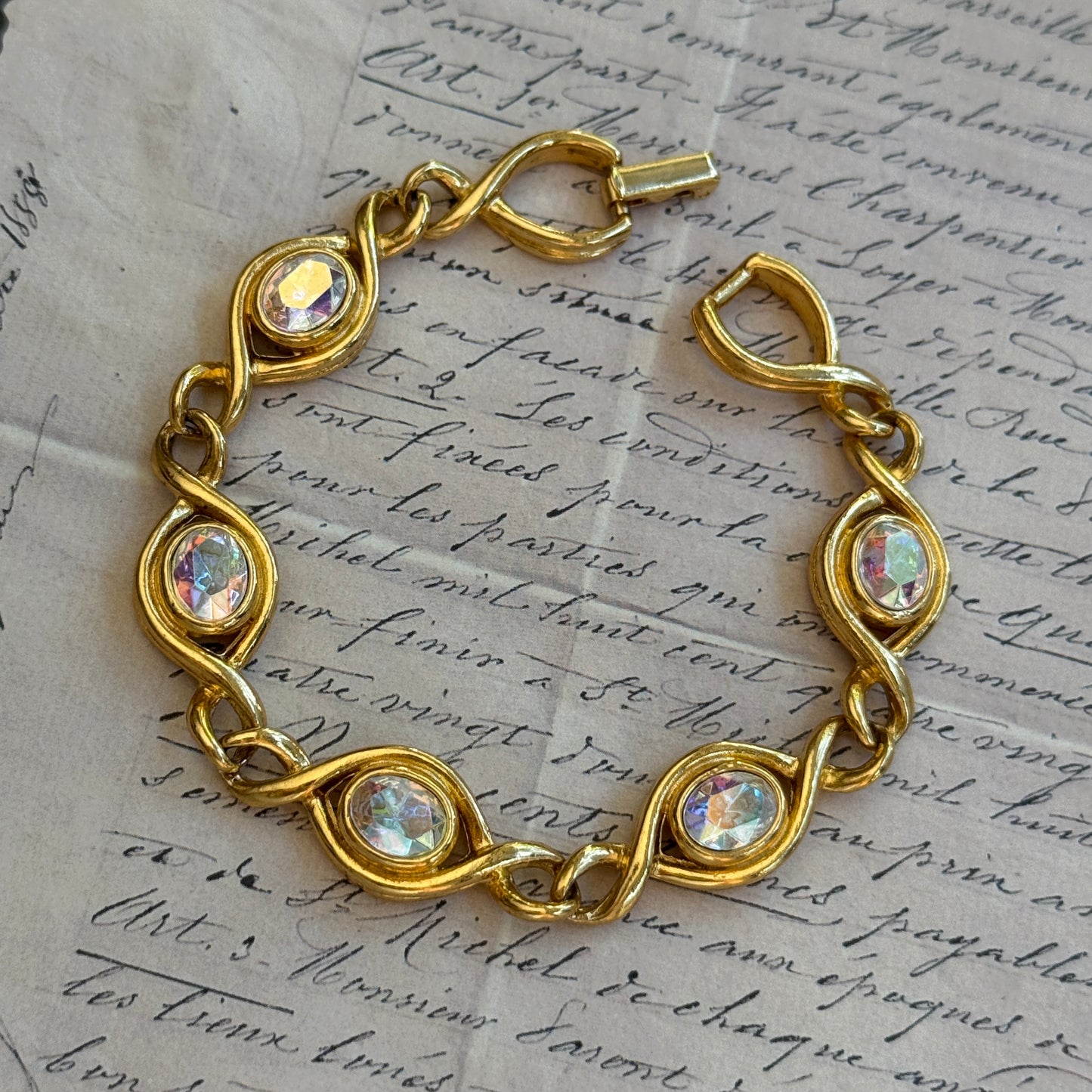 Vintage Aurora Borealis Kristali Bileklik