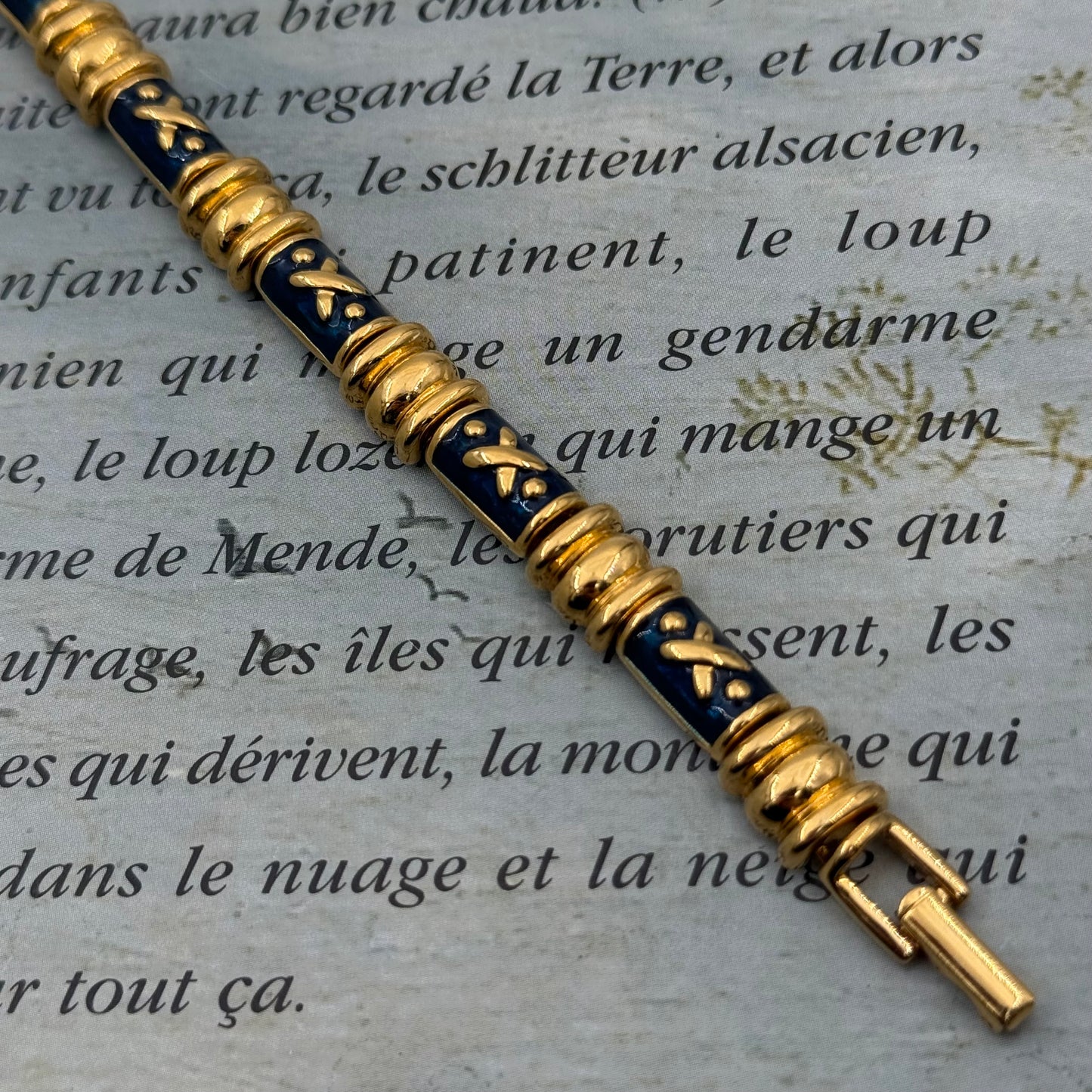 Joan Rivers İmzalı Vintage Lacivert Mineli Bileklik