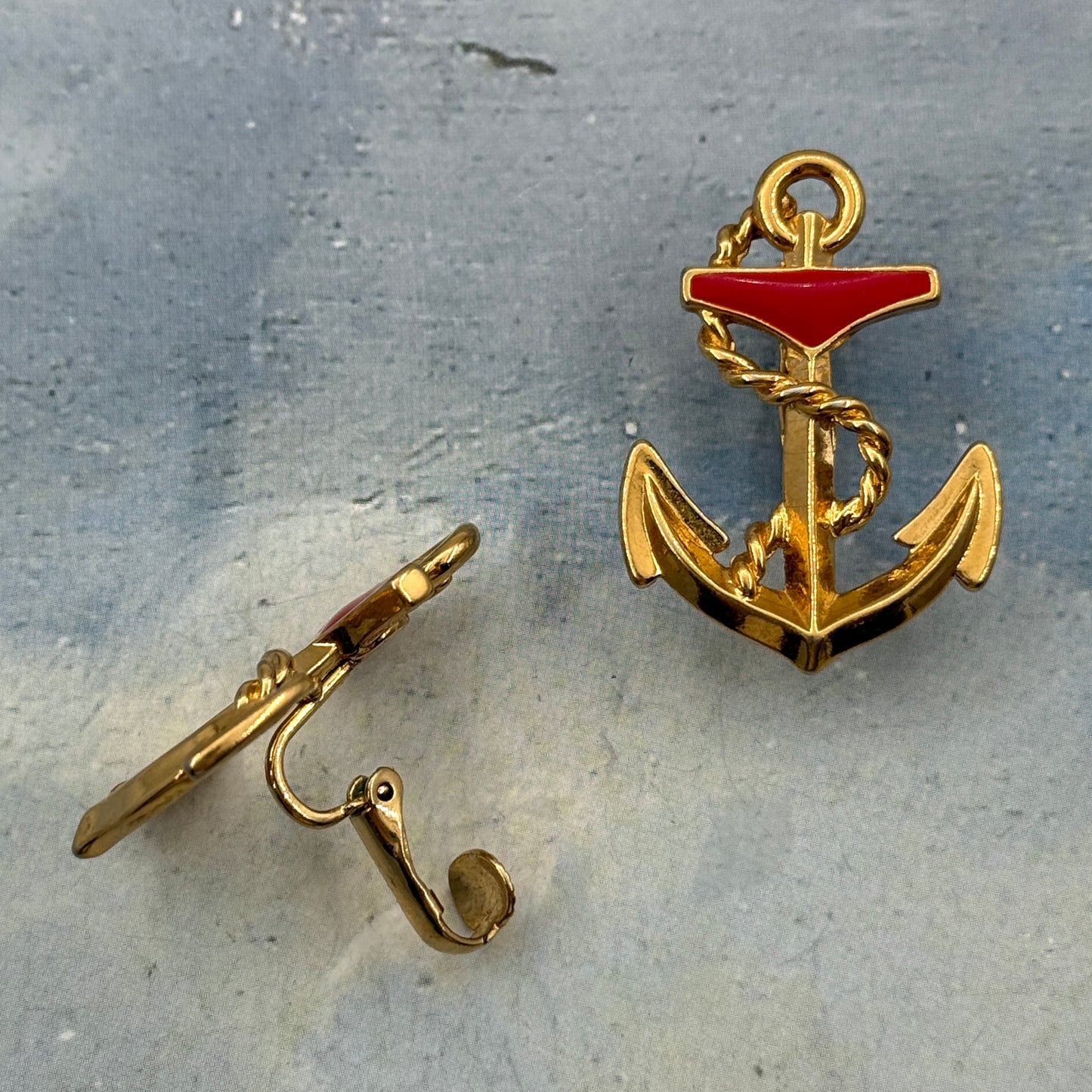 Vintage Çapa Figürlü Marine Küpe