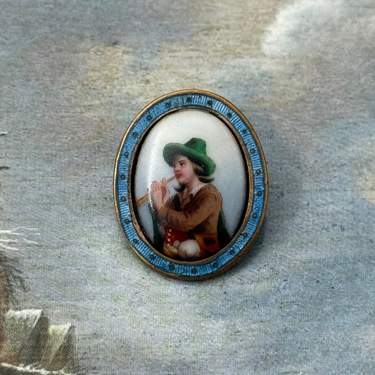 Antika El Boyaması Broş