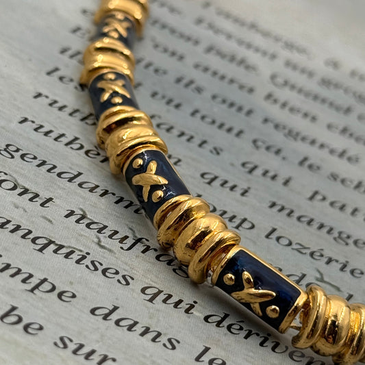 Joan Rivers İmzalı Vintage Lacivert Mineli Bileklik