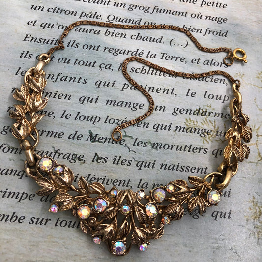 Vintage Aurora Borealis Kristal Taşlı Kolye