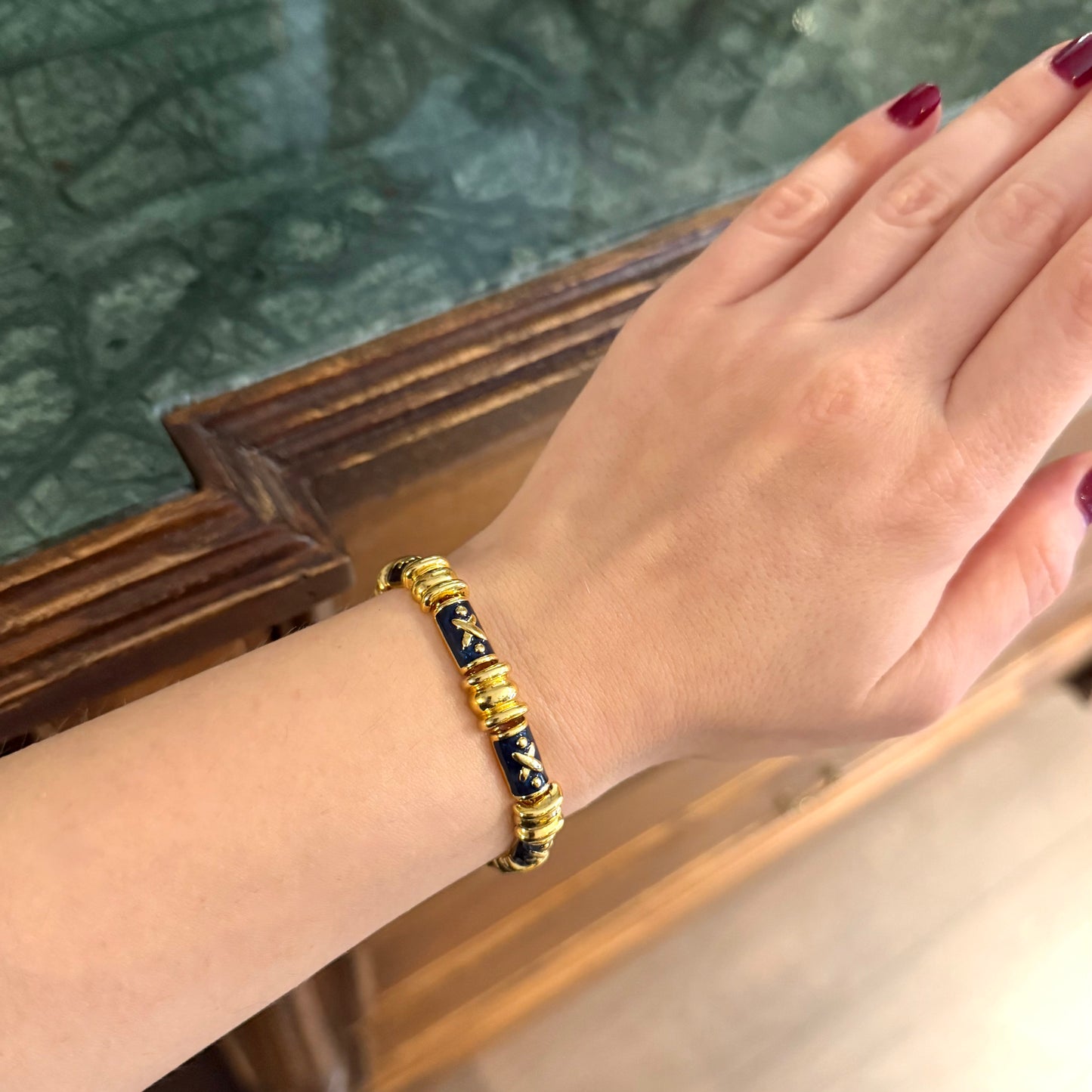 Joan Rivers İmzalı Vintage Lacivert Mineli Bileklik