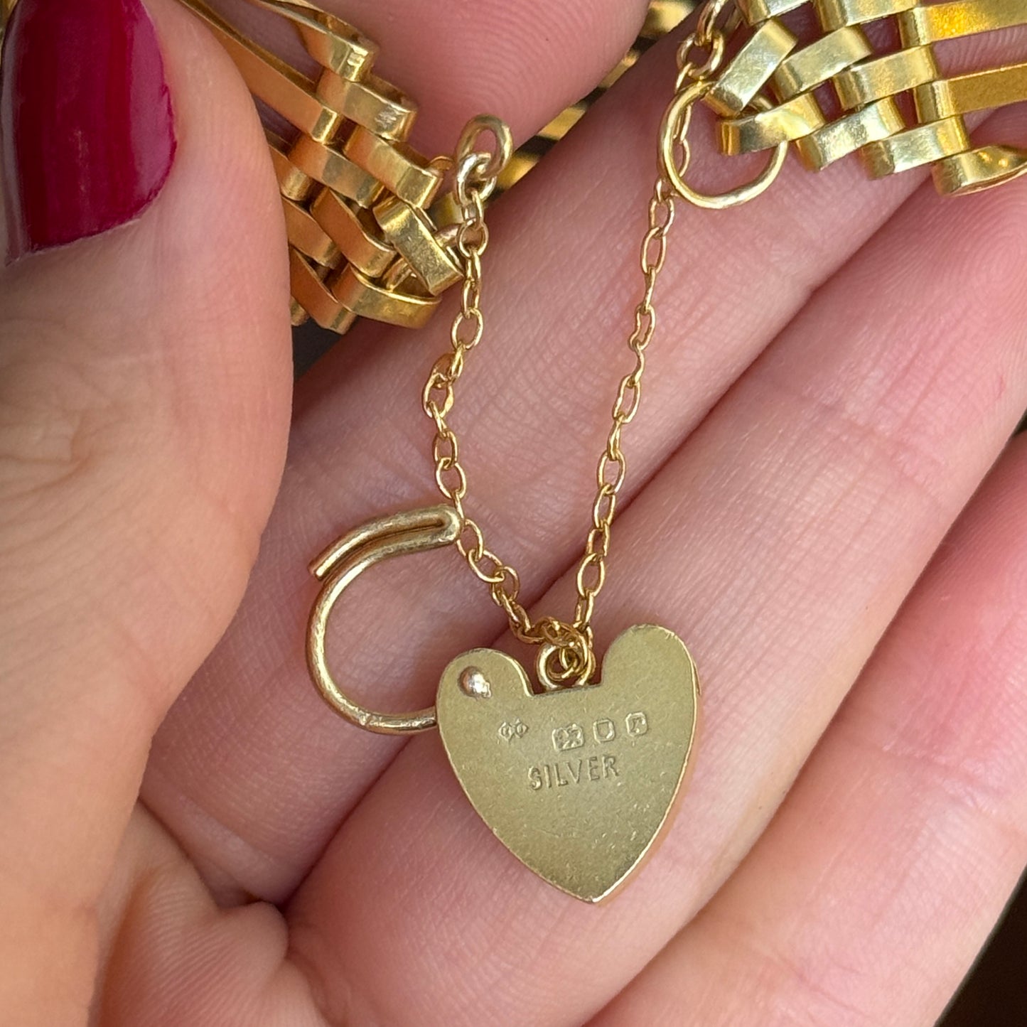 Vintage Heart Padlock Gümüş Bileklik