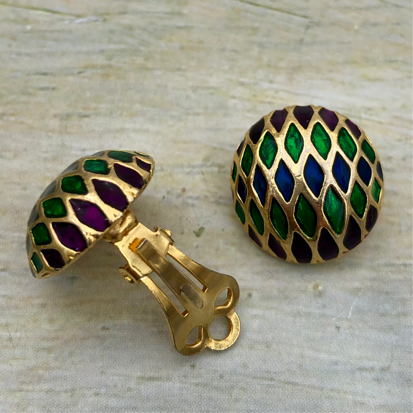 Vintage Mineli Yuvarlak Küpe