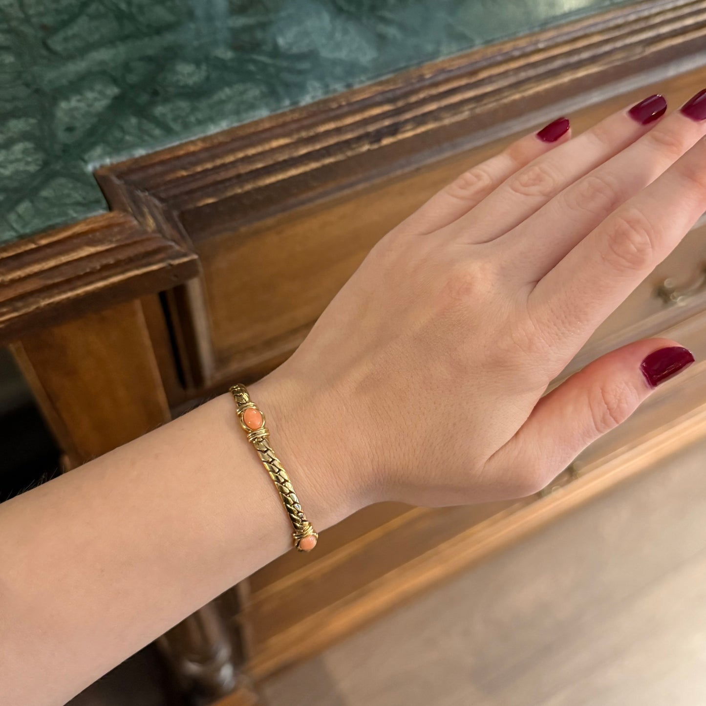 Vintage Cabochon Taşlı Balıksırtı Bileklik