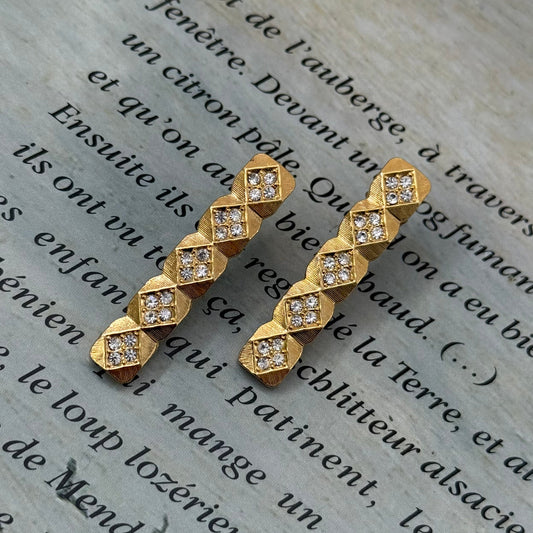 Sphinx İmzalı Vintage Kristal Taşlı Küpe