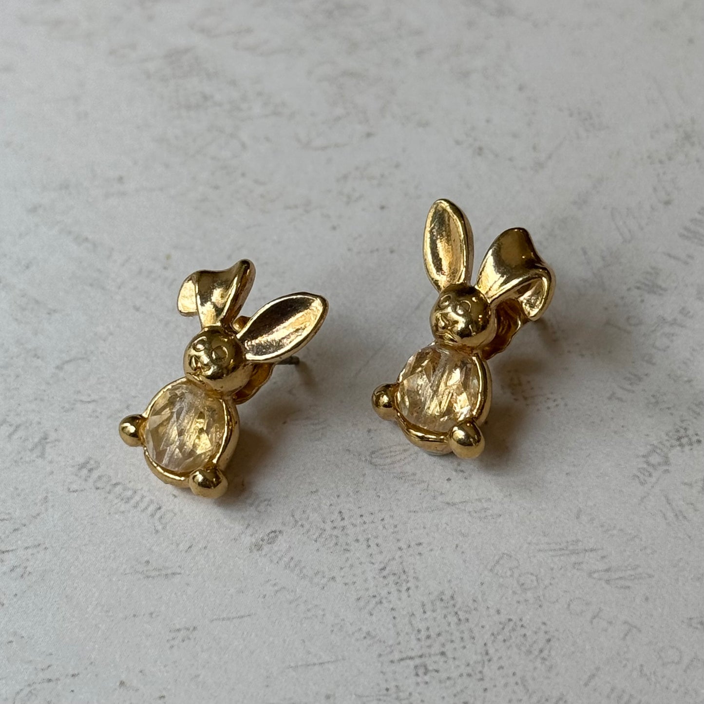 Vintage Tavşan Figürlü Kristal Küpe