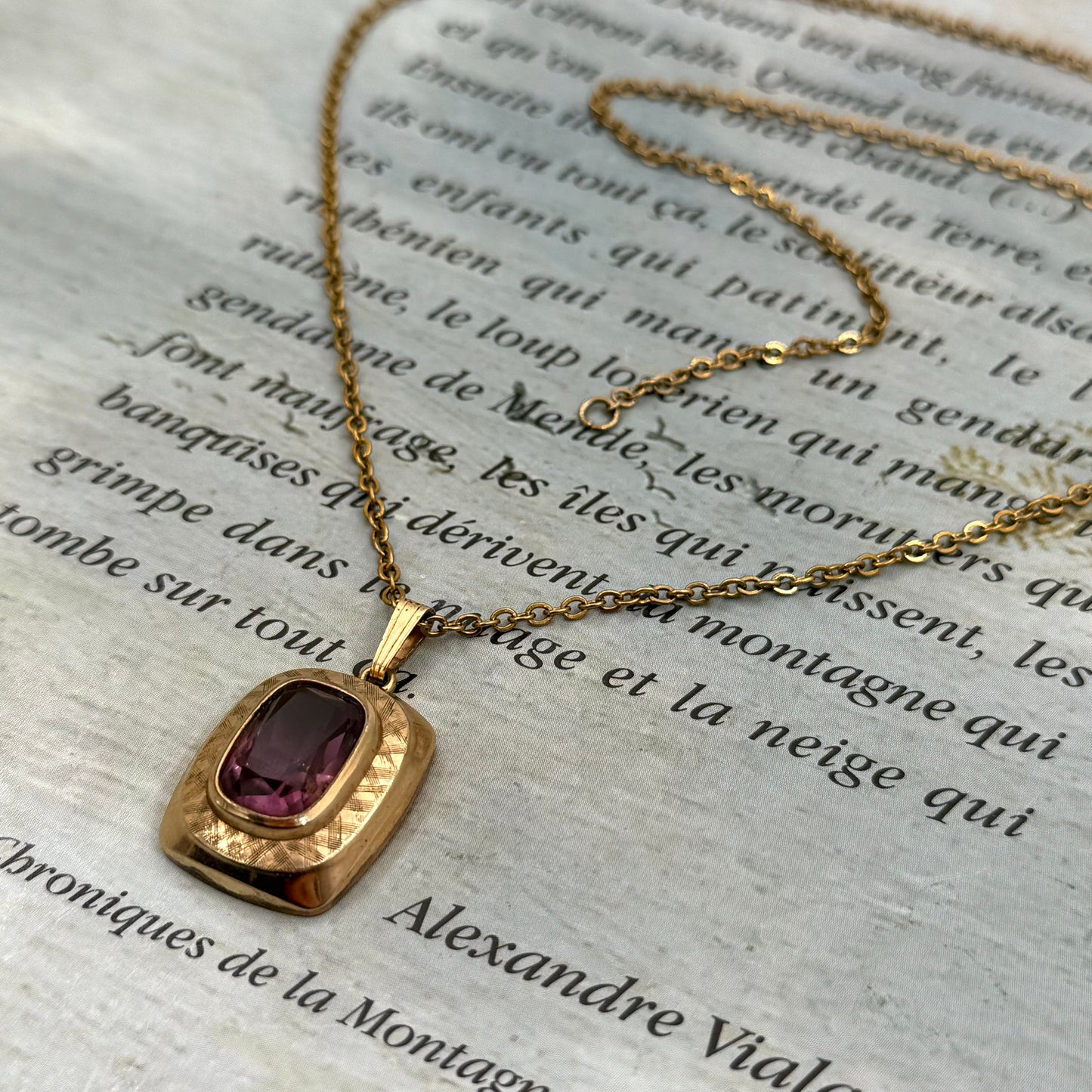 Vintage Ametist Taşlı Kolye