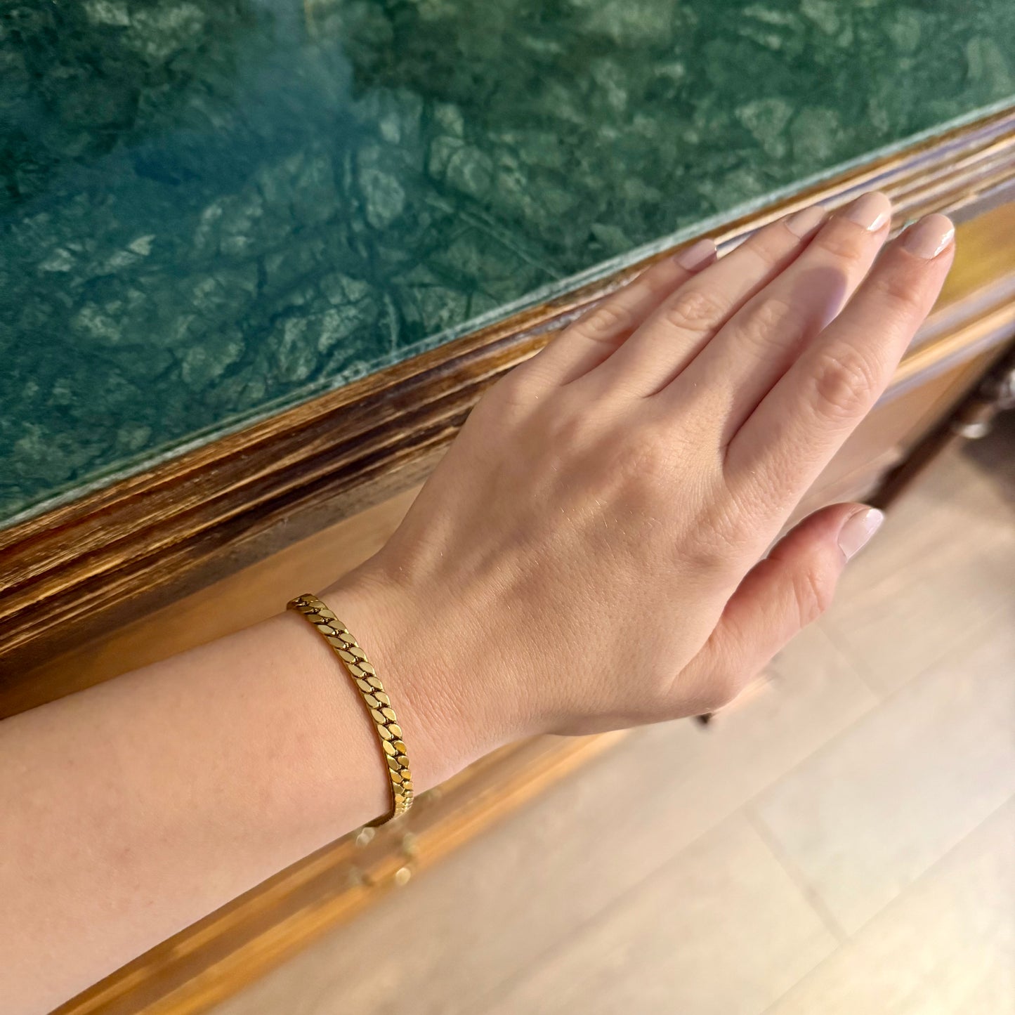 Vintage Yassı Zincir Bileklik