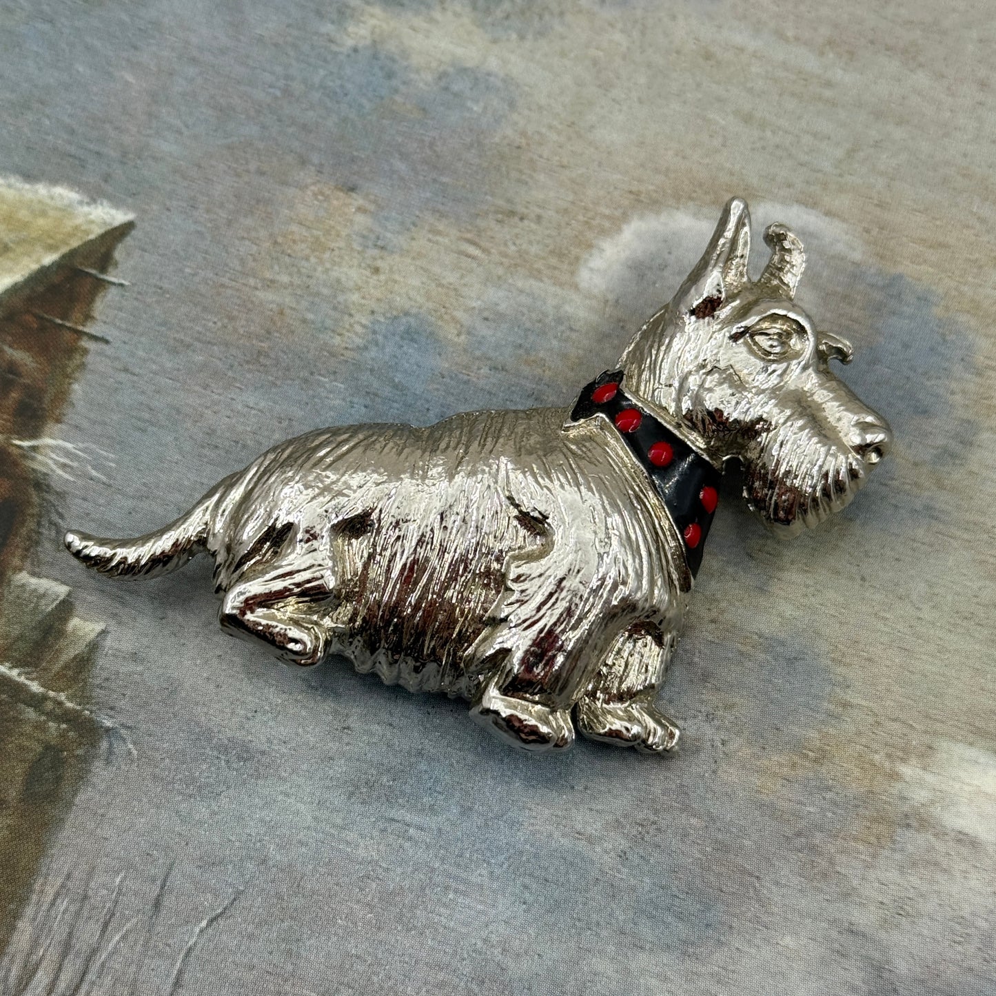 Vintage Scottish Terrier Köpek Figürlü Broş