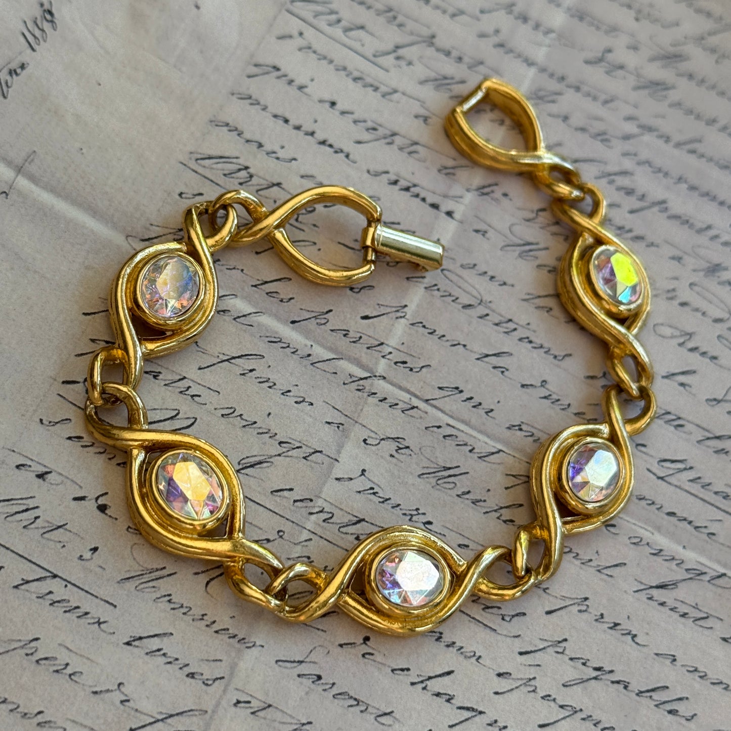 Vintage Aurora Borealis Kristali Bileklik