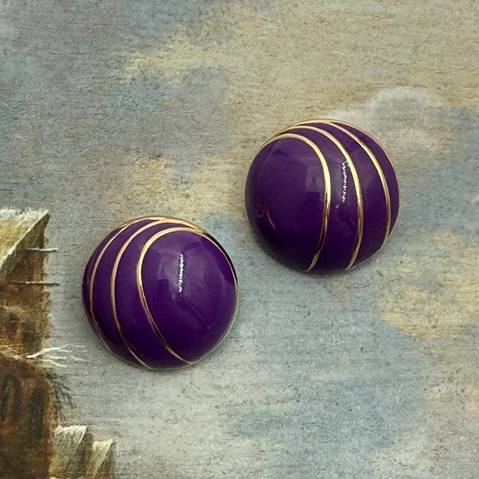 Vintage Mor Mineli Button Küpe