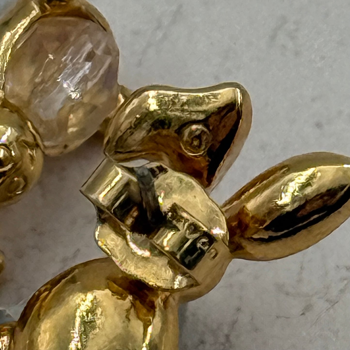 Vintage Tavşan Figürlü Kristal Küpe