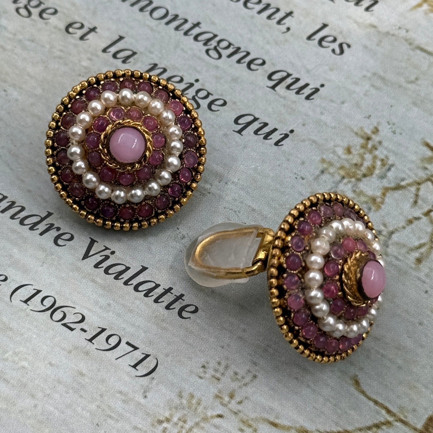 Vintage Pembe Viyana Küpe