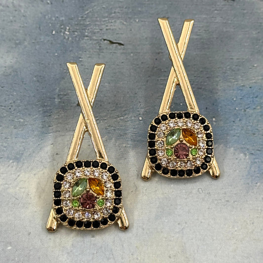 Vintage Kristal Taşlı Sushi Küpe