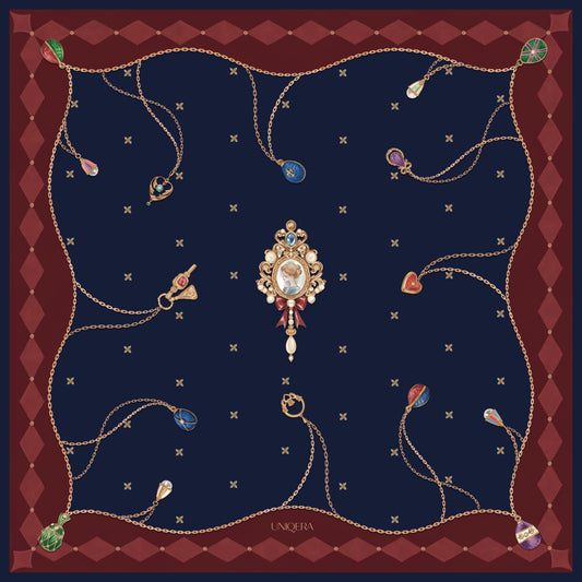 Majesty İpek Fular - Bordo/Lacivert