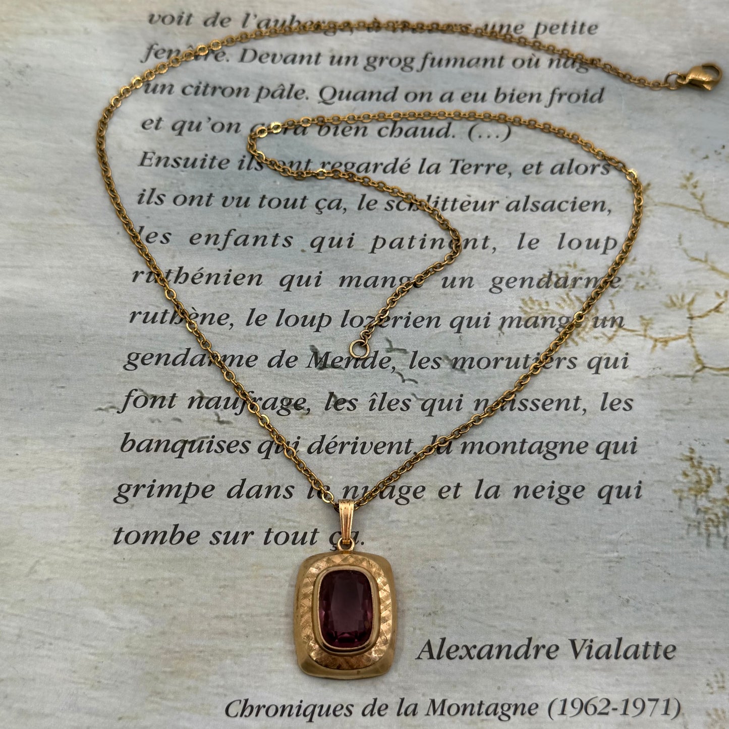 Vintage Ametist Taşlı Kolye