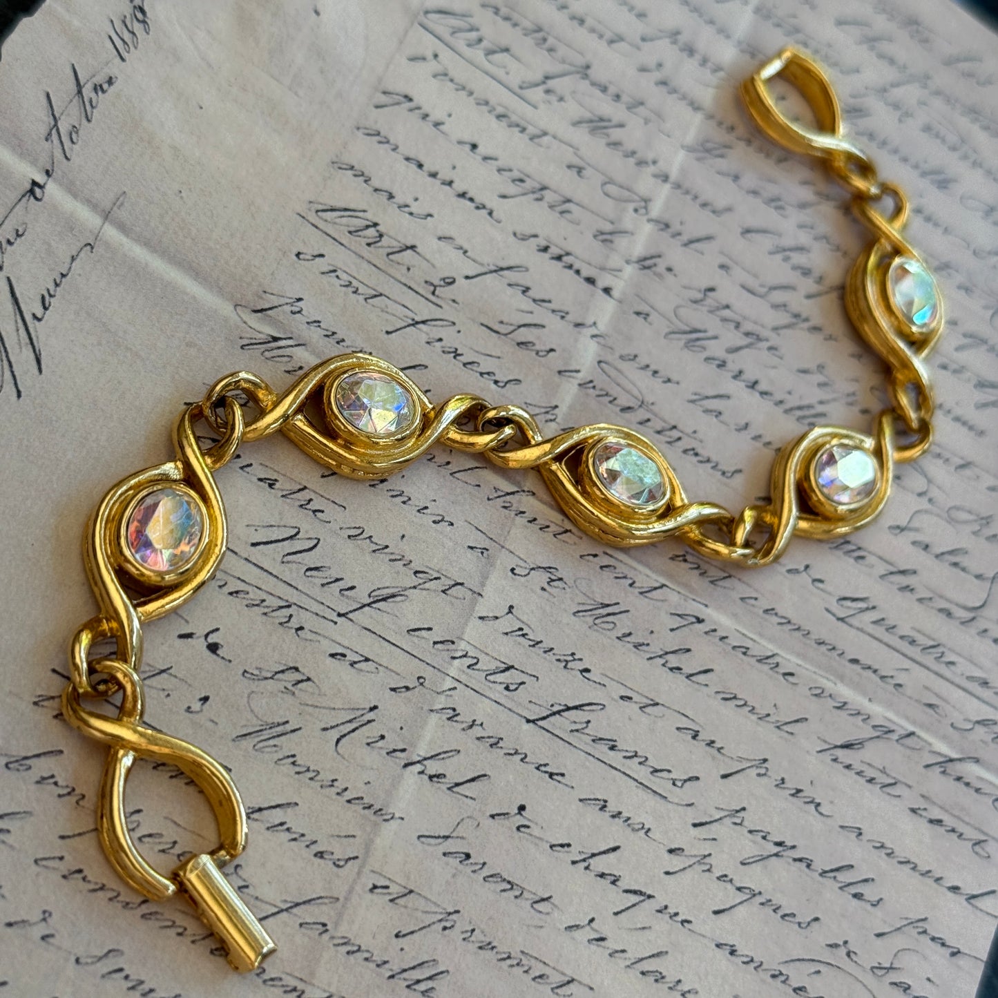 Vintage Aurora Borealis Kristali Bileklik