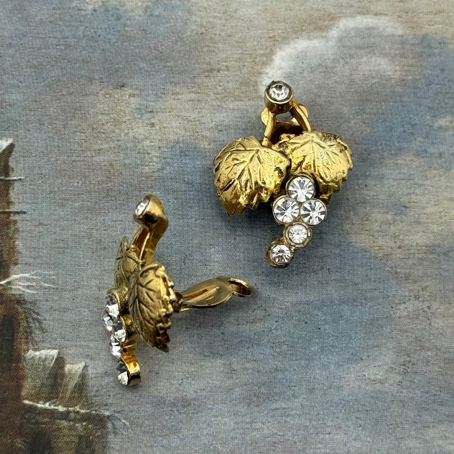 Vintage Kristal Taşlı Üzüm Küpe