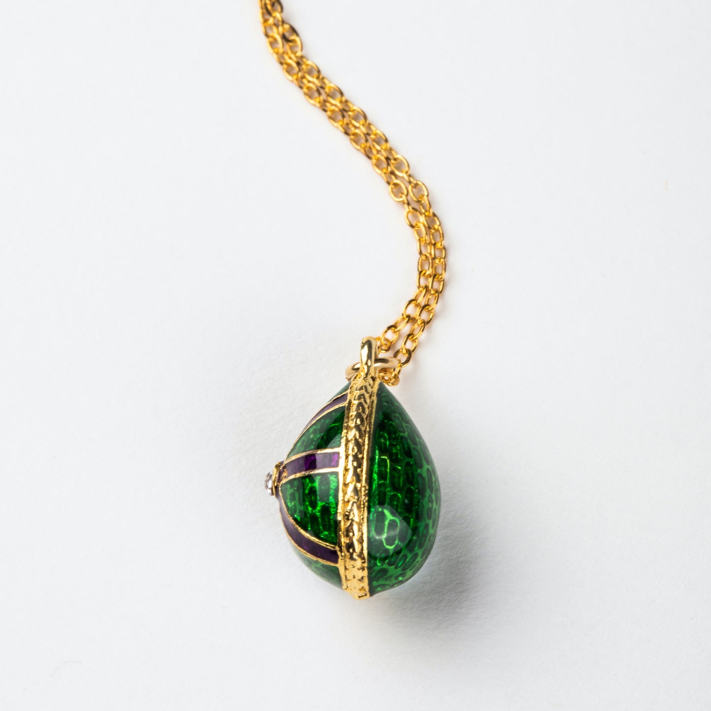 Yeşil Mor Mineli Faberge Stili Yumurta Kolye - Artisan Koleksiyonu