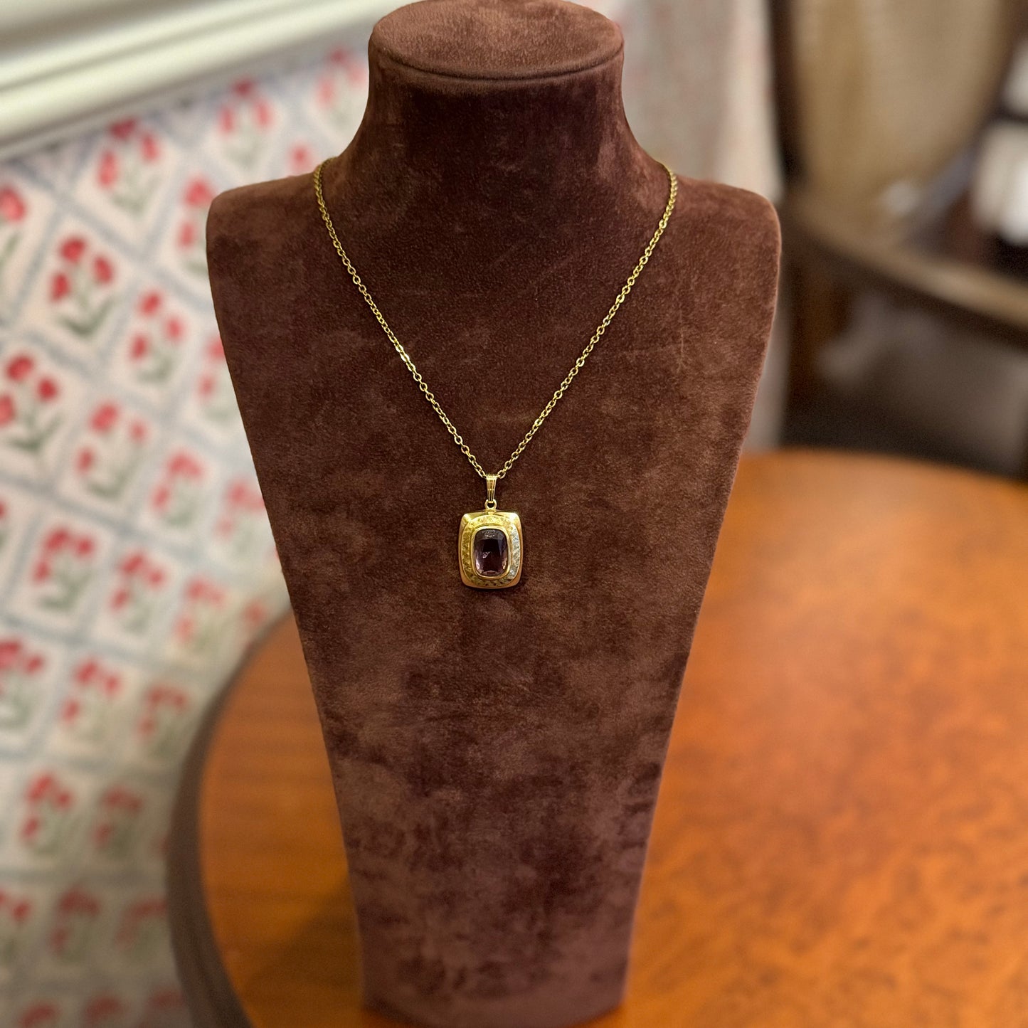 Vintage Ametist Taşlı Kolye