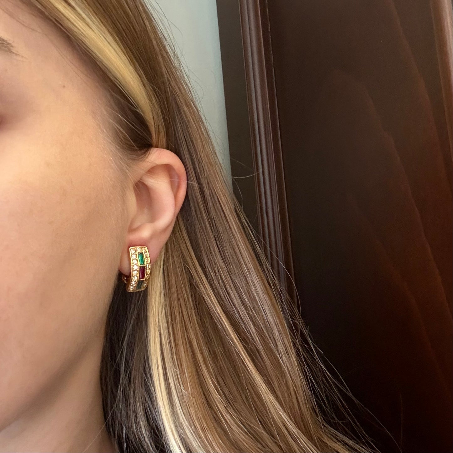 Sphinx İmzalı Vintage Kristal Taşlı Küpe