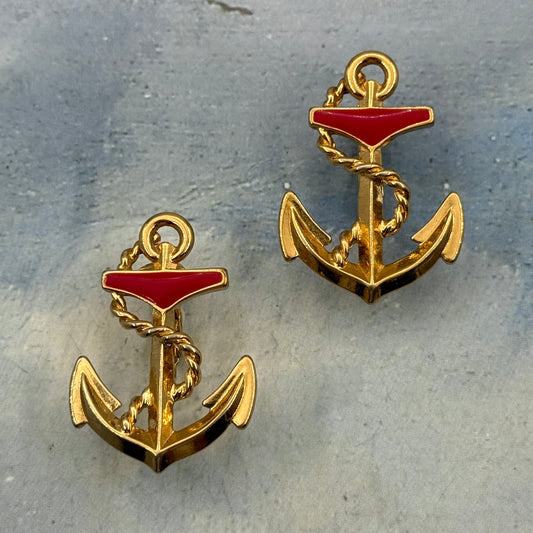 Vintage Çapa Figürlü Marine Küpe