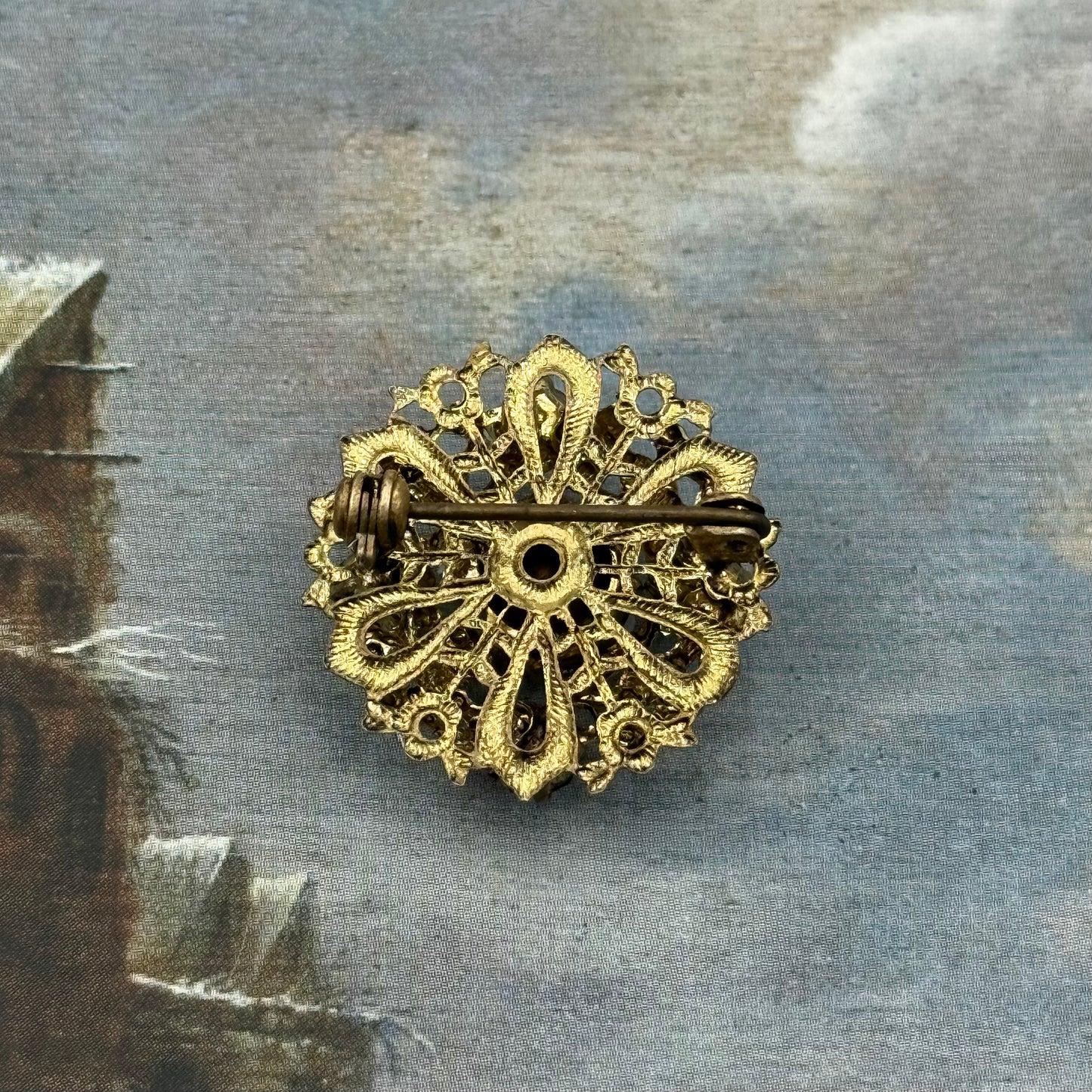 Vintage Çekoslovak Kristalli Broş