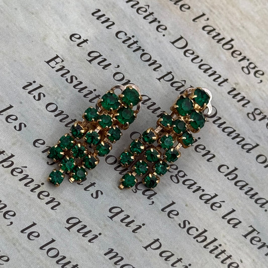 Vintage Zümrüt Yeşili Çekoslovak Küpe