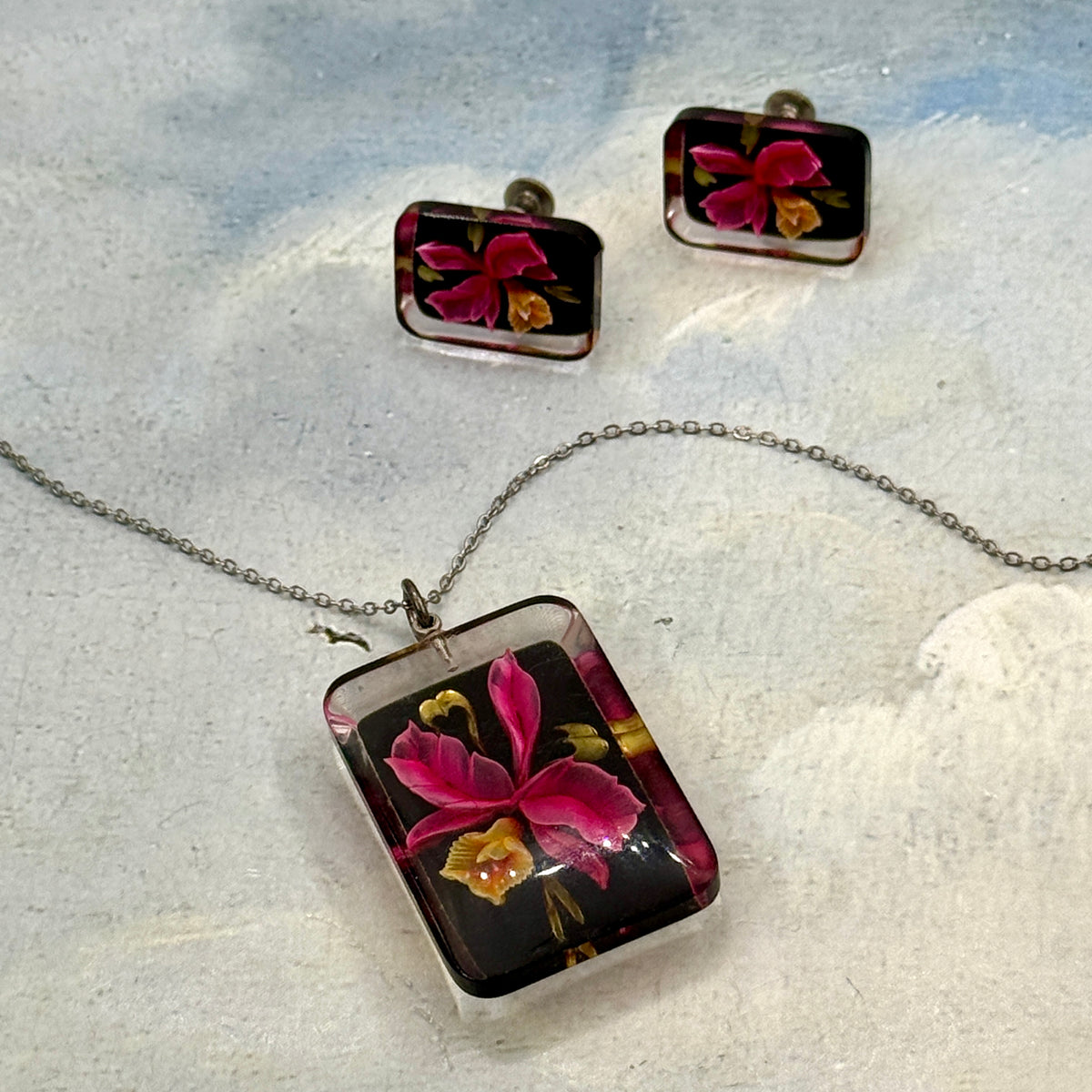 Vintage Reversed Carved Set (Kolye & Küpe)