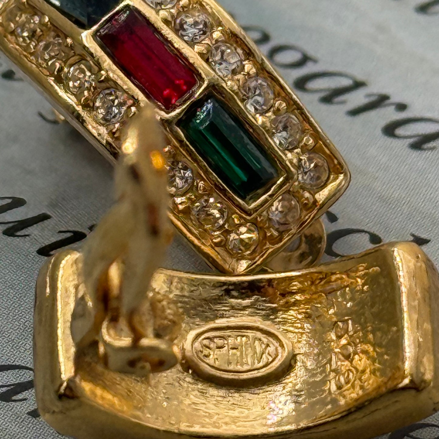 Sphinx İmzalı Vintage Kristal Taşlı Küpe