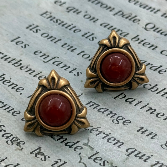 Monet İmzalı Vintage Üçgen Küpe