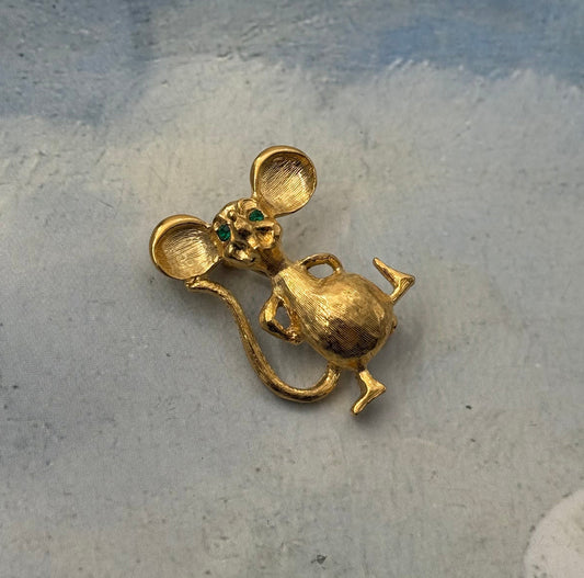 Sphinx İmzalı Vintage Fare Figürlü Broş