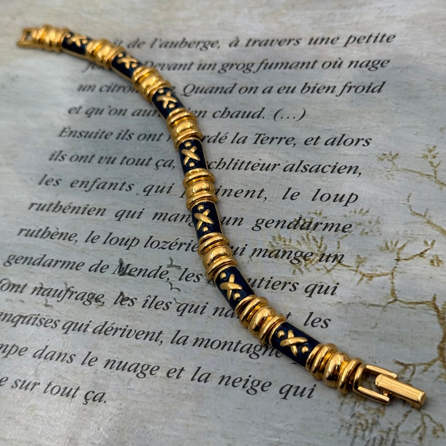 Joan Rivers İmzalı Vintage Lacivert Mineli Bileklik