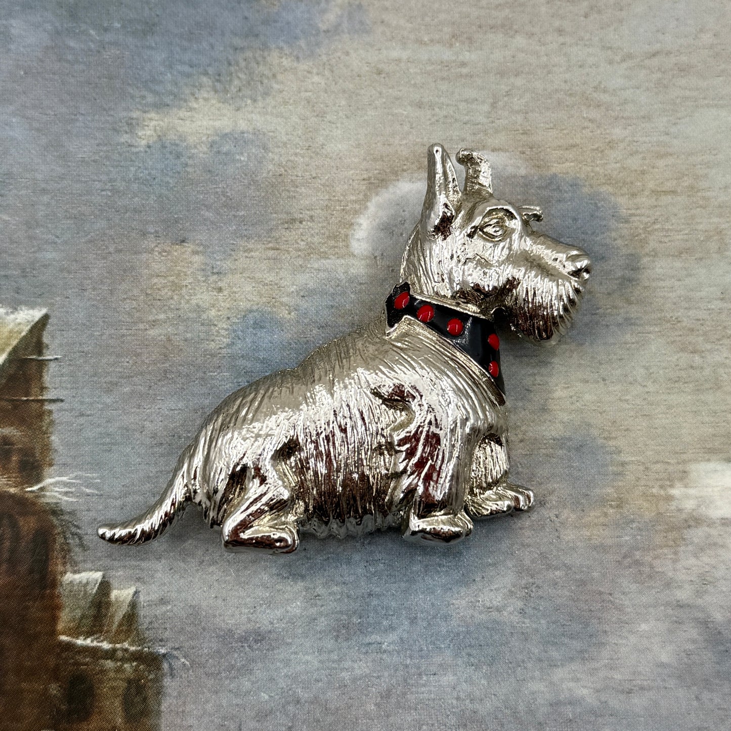 Vintage Scottish Terrier Köpek Figürlü Broş