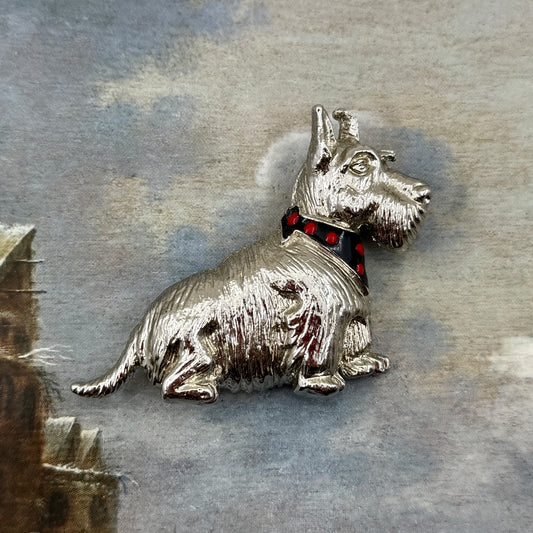 Vintage Scottish Terrier Köpek Figürlü Broş