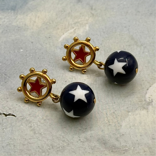 Vintage Dümen Figürlü Marin Küpe