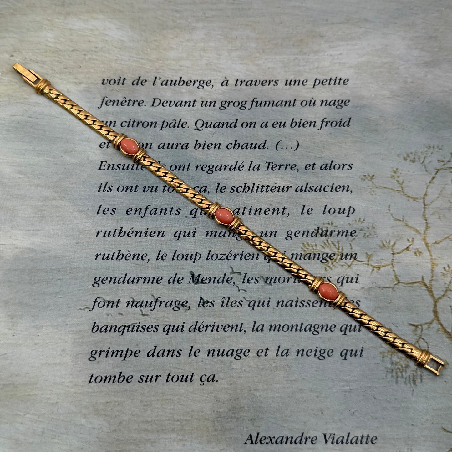 Vintage Cabochon Taşlı Balıksırtı Bileklik