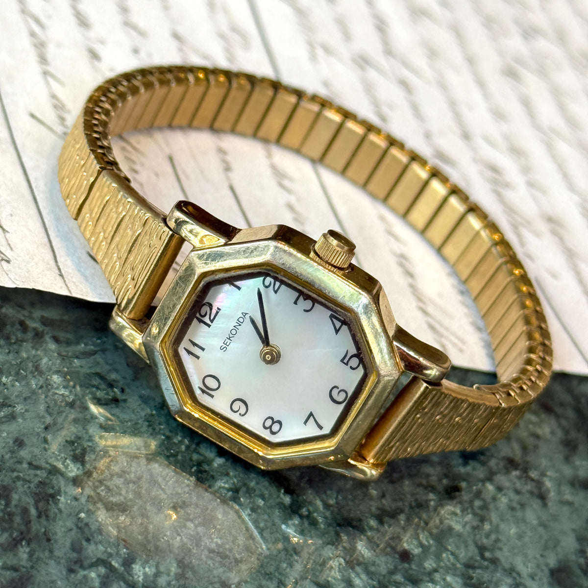 Sekonda Sekizgen Sedef Kadranlı Vintage Saat
