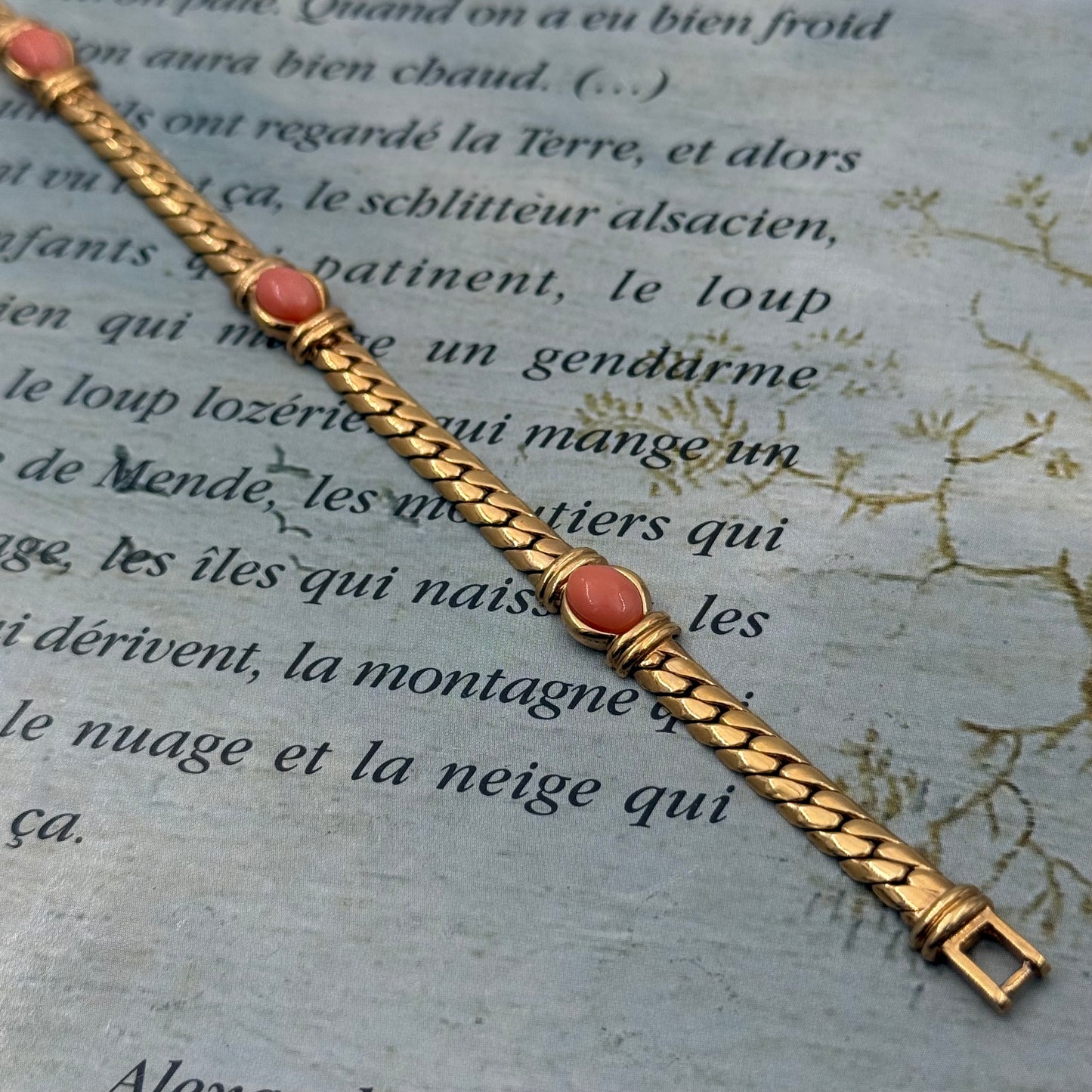 Vintage Cabochon Taşlı Balıksırtı Bileklik